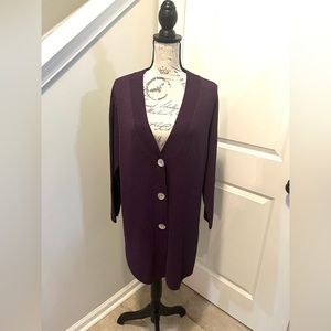 Shari’s Place Palm Beach, Luxury V-Neck Tight Knit Button Down Cardigan, Size L